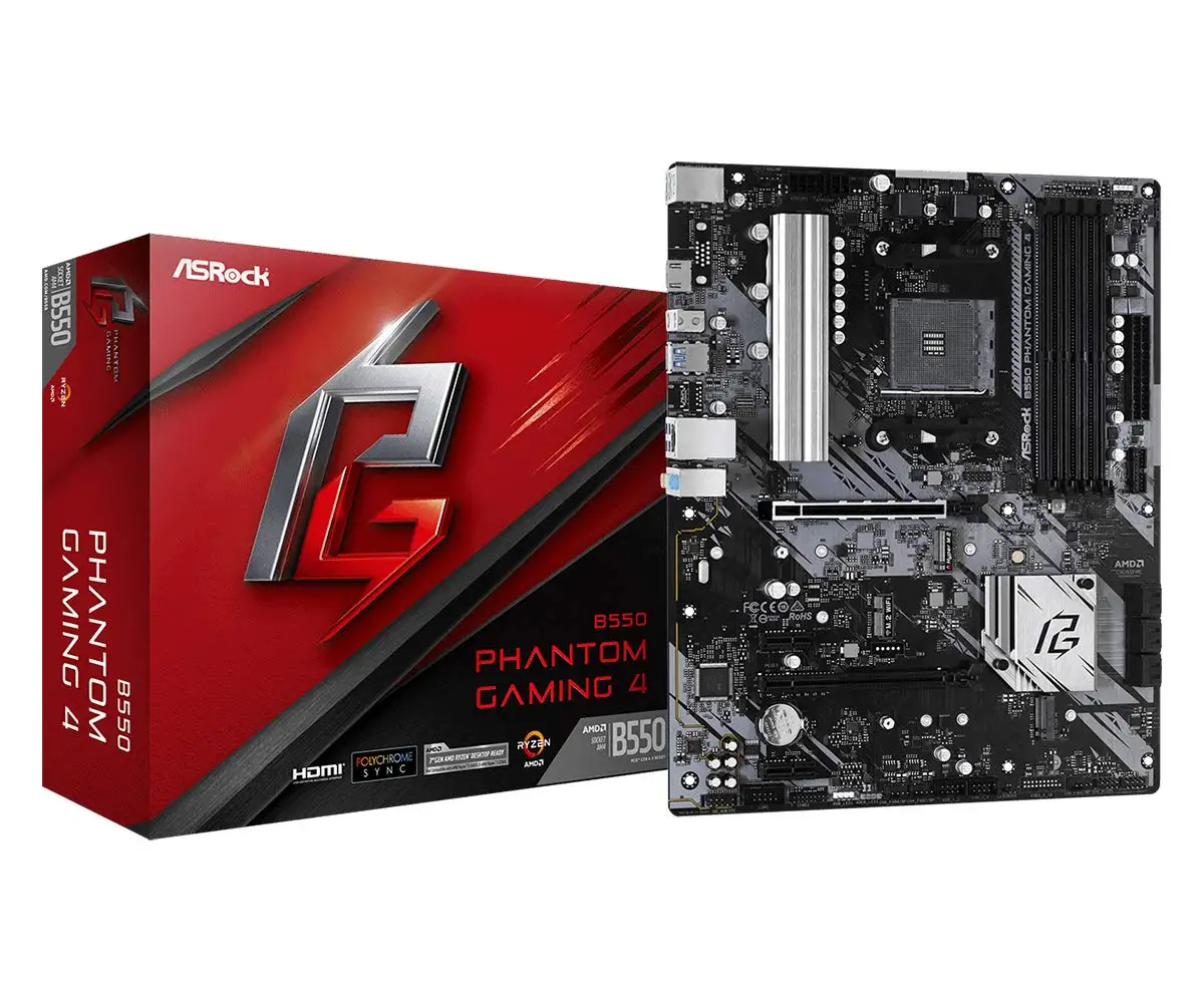 ASRock B550 PHANTOM GAMING 4 Supports AMD AM4 Socket