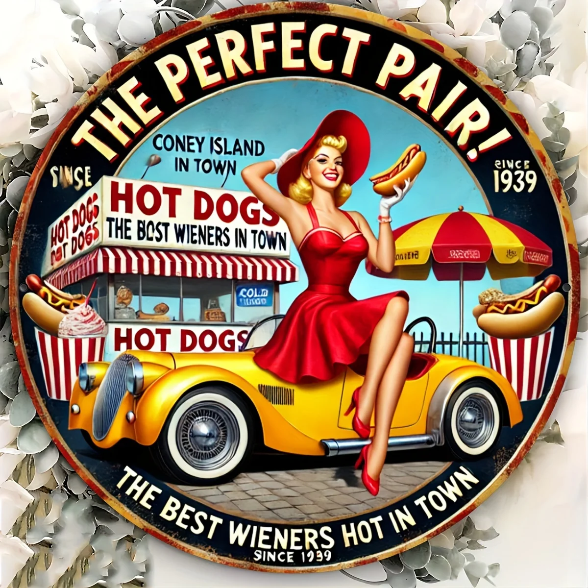 7.8 × 7.8 بوصة (20 × 20 سم) لافتة ألومنيوم مسطحة مطبوعة ثنائية الأبعاد، لافتة بنزين على الطراز العتيق، مثالية لتزيين الجدران القديمة