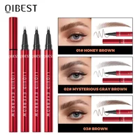 QIBEST-lápiz líquido para cejas con punta de horquilla, delineador de ojos, lápiz para pestañas inferiores, maquillaje resistente al agua, duradero, de secado rápido, lápiz para cejas ultrafinas