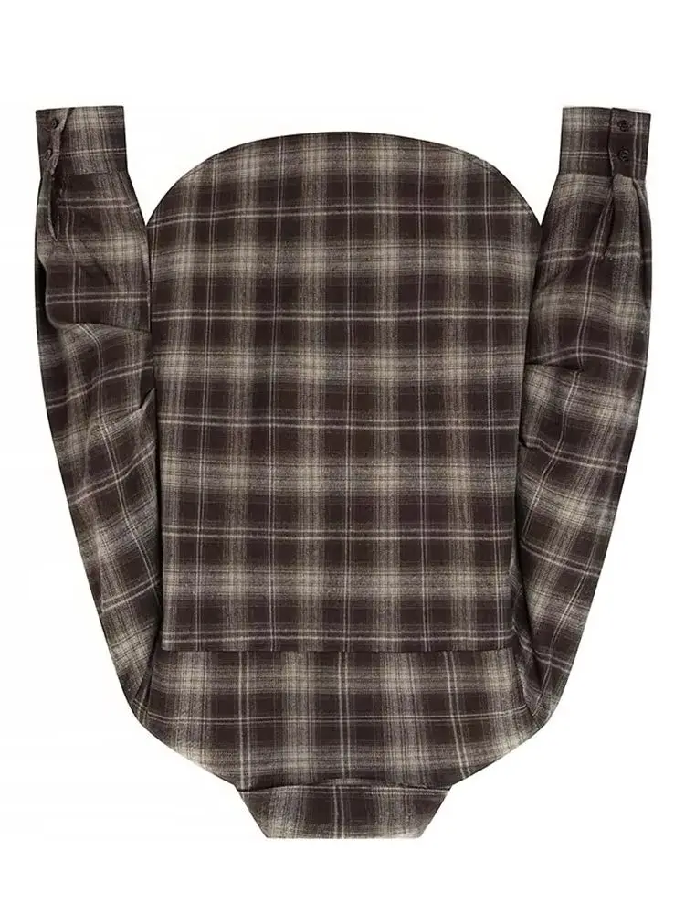 

HH женская 2026, модная клетчатая рубашка с индивидуальным дизайном на талии, женская уличная повседневная однобортная рубашка с длинными рукавами