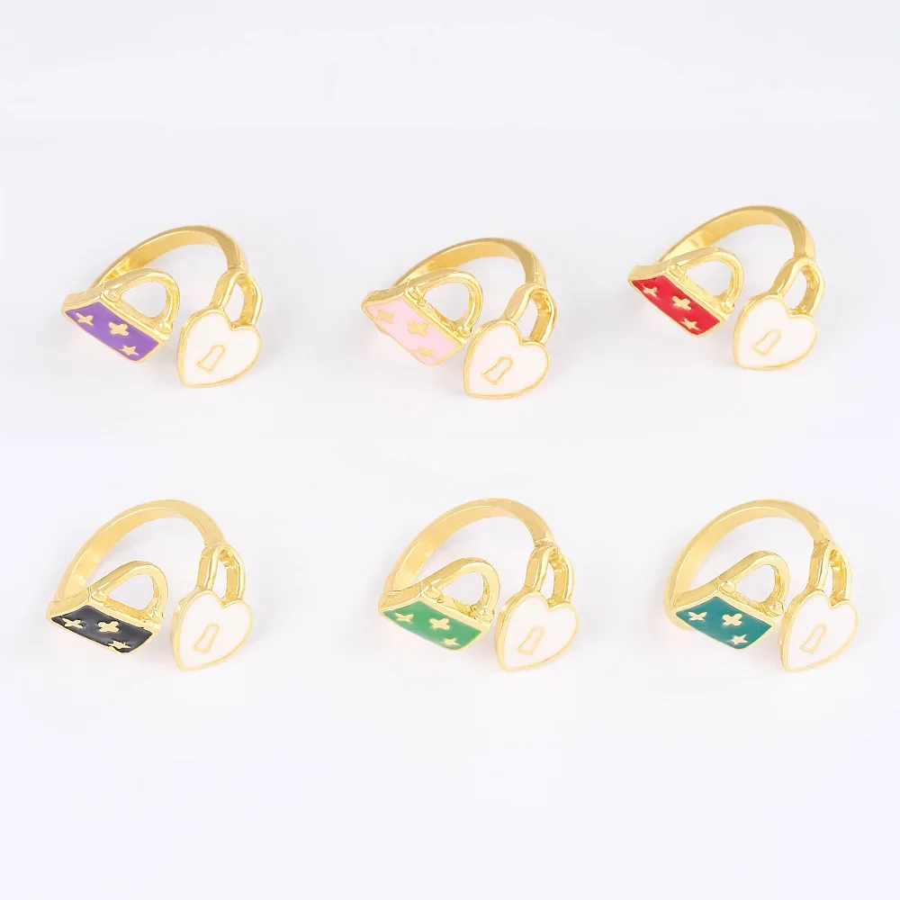 diy' Handmade oil drop rings, children's cartoon rings, bag rings, unique and niche designs, simple styles and accessories