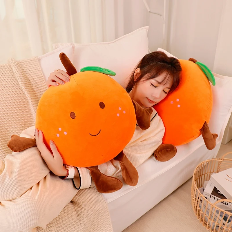 40 ~ 80 cm Squishy Orange Doll Peluche Happy Fruit Peluche cuscino Morbido Peluche alimentare con gambe Arancione Peluche Regalo