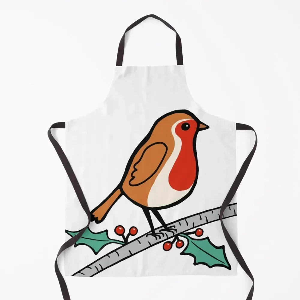 

Red robin, holly and berries Apron Women Kitchen kitchen utensil Cooking Clothes For Nail Stylist Apron