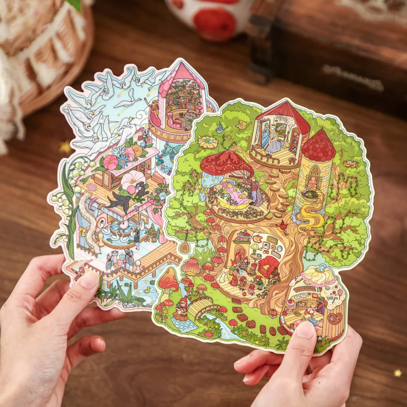 ملصقات منزلية ثلاثية الأبعاد يمكنك صنعها بنفسك، مشهد ملصقات DIY ممتع يجعل منزلًا حكايةك الخيالية، ملصقات مشهد كرتونية لطيفة ثلاثية الأبعاد لتخفيف التوتر للبالغين #5