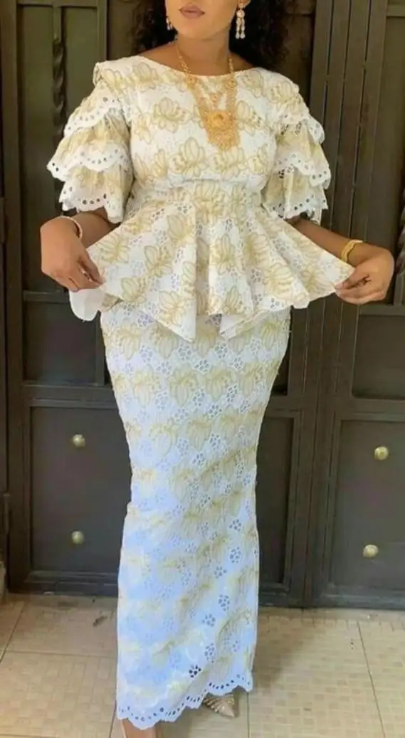 Roupas de casamento africanas para mulheres, top elegante de meia manga e saia longa, conjuntos combinando, roupas de outono, 2 peças