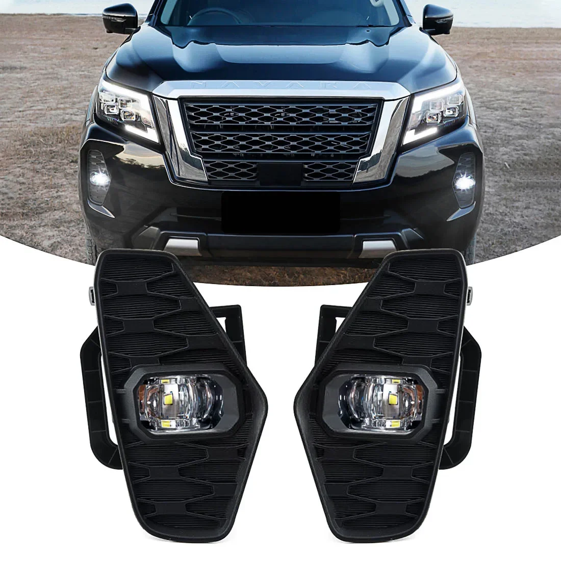 

LED Daytime Running Light For Nissan Navara 2020 2021 NP300 Nueva Facelift Pro-4X Fog Lamp Daylight Waterproof Car Accessories