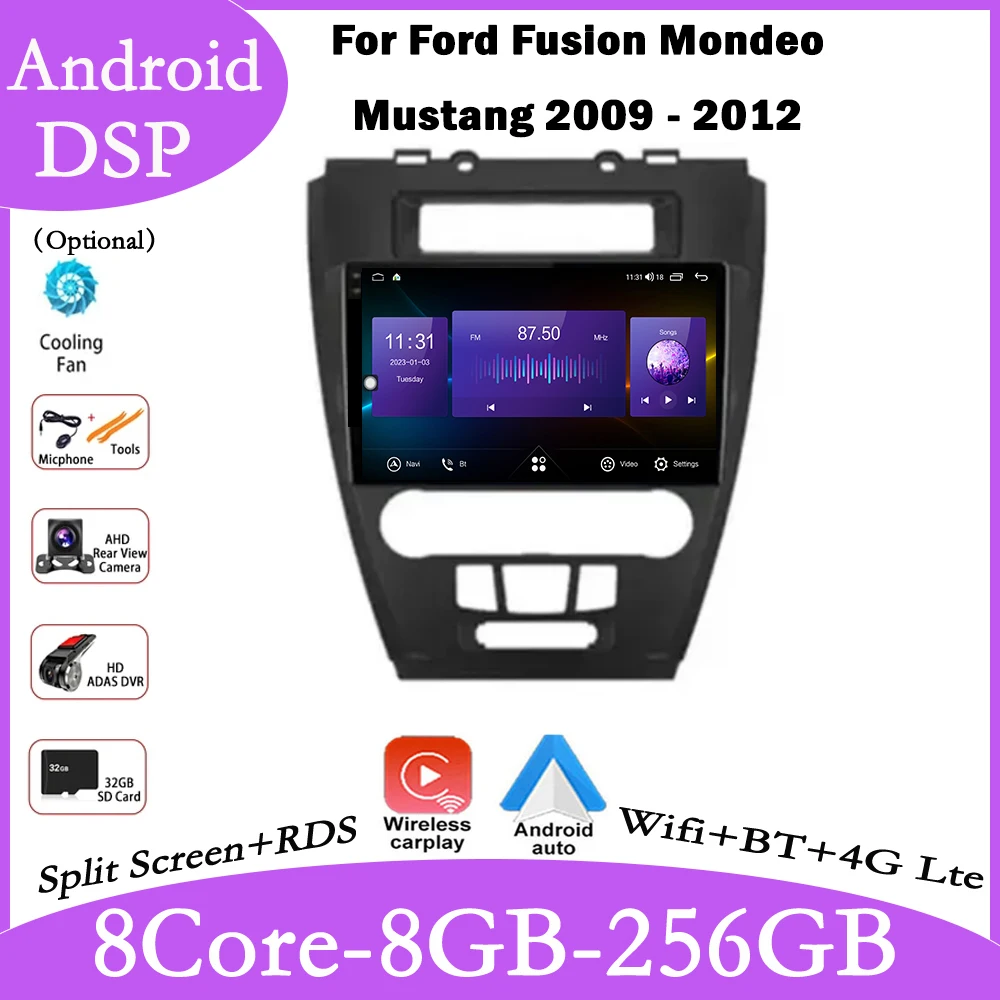 

Головное устройство 9 дюймов lnch DSP Android 14 для Ford Fusion Mondeo Mustang 2009 - 2012 автомобильное радио навигация GPS Мультимедиа Аудио Видео