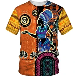 Estate Vintage Trend African Dance Pattern manica corta Daily Casual Fashion Sports Style comodo girocollo da uomo allentato T-s