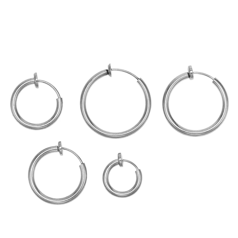 5Pairs Stainless Steel Without Ear Holes Clip Hoops Without Drilling Earring for Clip Earring Without Piercing Jewelry Making