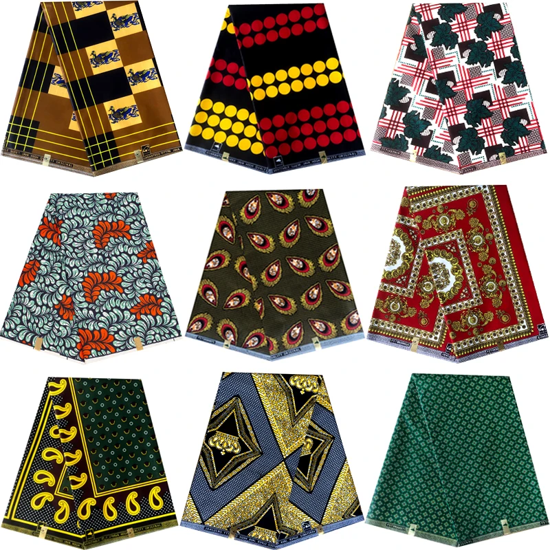 100% Polyester African Ankara Prints Fabric Real Wax Tissu Dress Sewing Material Toys Pagne By Yards Block Warps Patchwork DIY