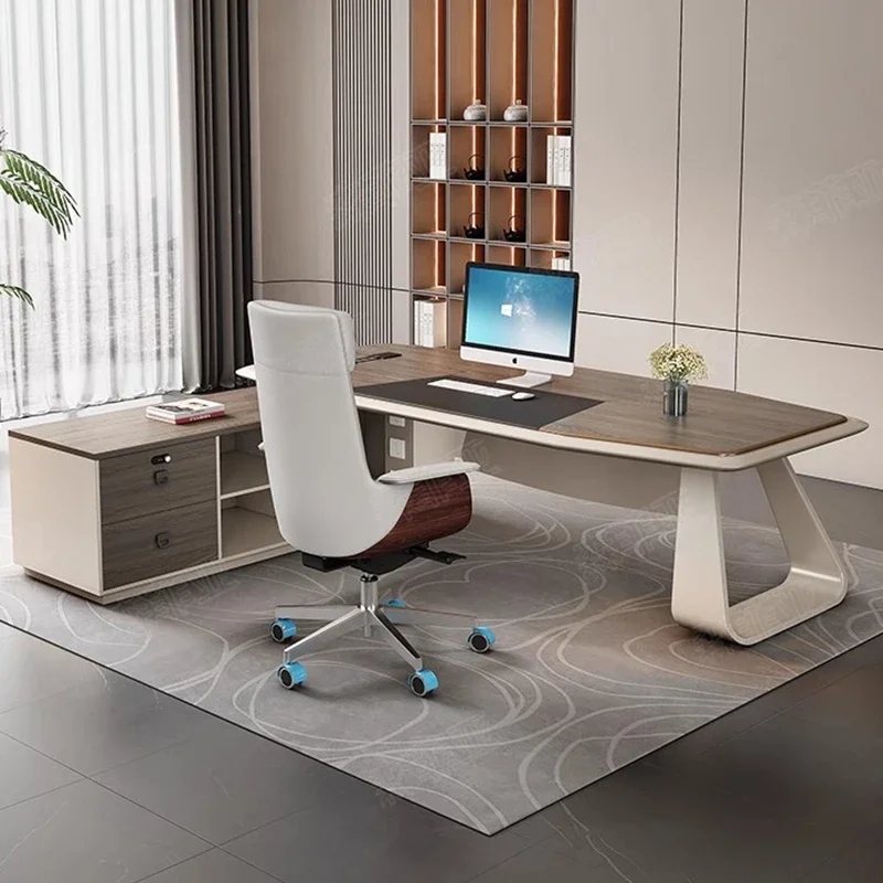 Lshaped Wooden Office Desk Conference Bedroom Drawer Organizers Office Desk Minimalist Shelves Mesas Escritorio Home Furniture