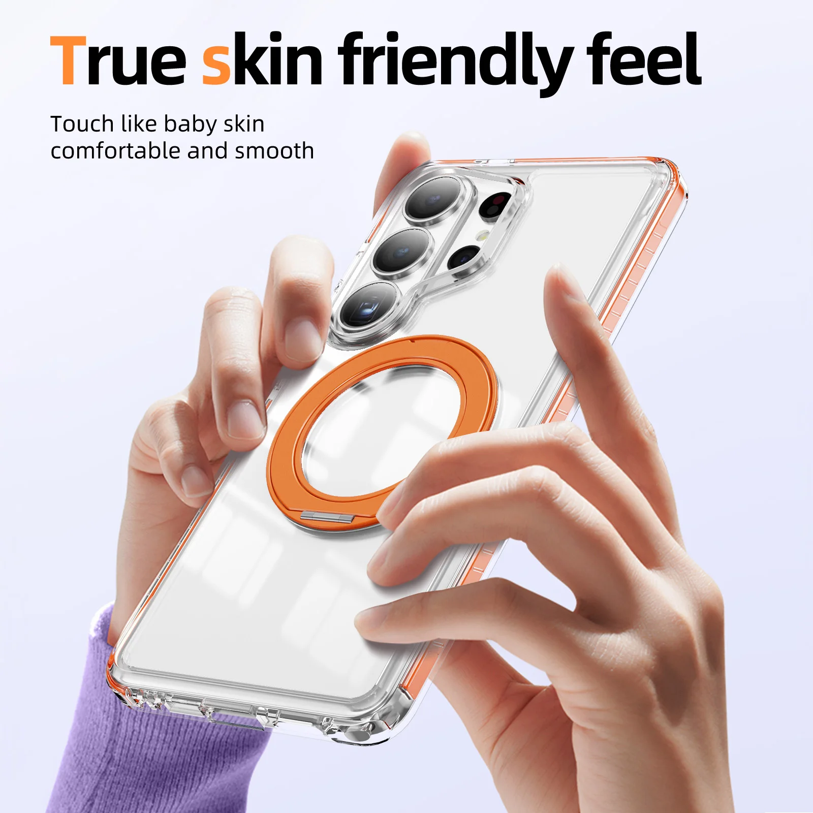 Crystal Shield Gear Rotating Bracket Magnetic Transparent Phone Case, For Samsung S26 S25 S23 Ultra S24 Plus Protective Cover view 5