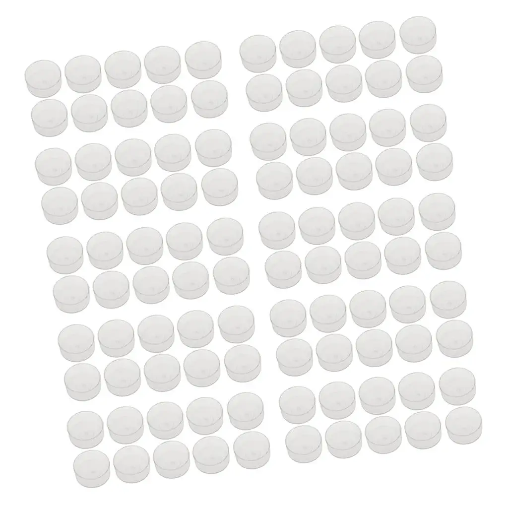 Practical 100 pcs Plastic Transparent Round Tealight Cups Resistant Empty Candle Mold DIY Wedding Party Decorations Box Collect view 3