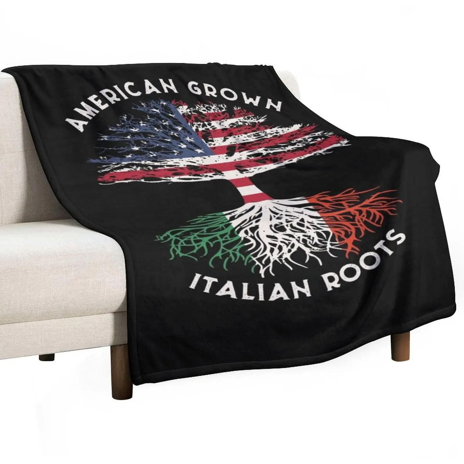 

American Grown Italian Roots USA Italy Flag Tree Throw Blanket Summer Flannel decorative Bed Blankets