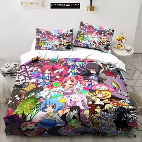 3D Print Fashion Puella Magi Madoka Magica Bedding Set Boys Girls Twin Queen Full Size Duvet Cover Pillowcase Bed Adult Bedroom