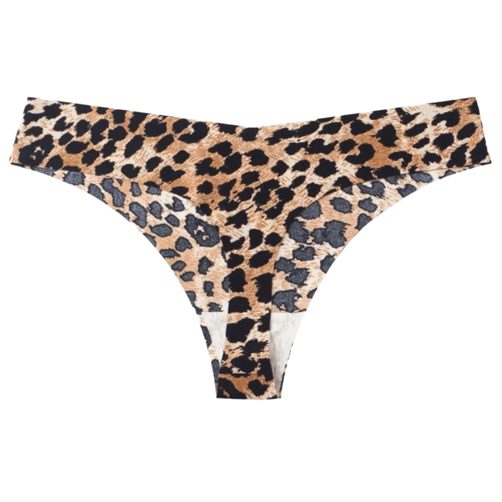 

Fashion Ice Silk Women's Thongs Thin Lingerie Leopard Print Panties Low Waist Female Underwear Sleep