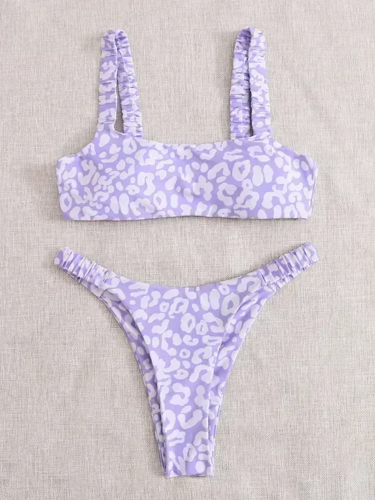 Sexy Micro Bikini Women Orange Leopard Print Push Up Padded Thong Swimsuit Female Cut Out Bathing Suit Swimwear Biquini