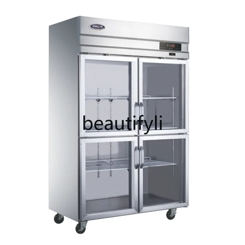 

Four-Door Direct Cooling Large Capacity Display Freezer Refrigerated Vertical Commercial Refrigerator
