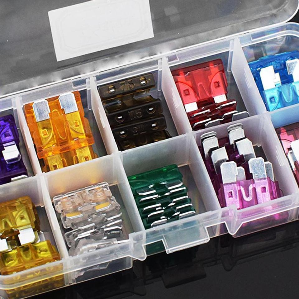  50/100Pcs Profile Medium Size Blade Type Car Fuse Assortment 2.5 3 5 7.5 10 15 20 25 30 35A Fuse Set Auto Car Truck 