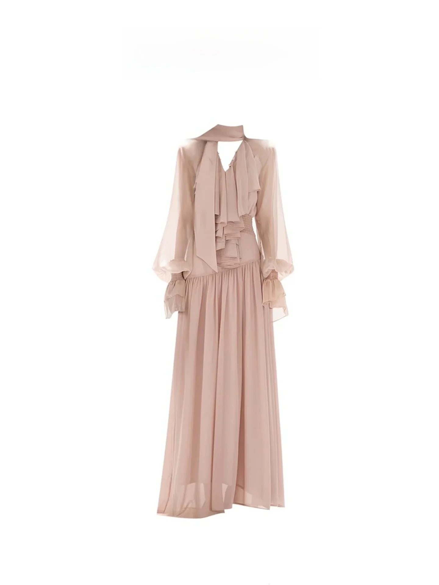 

Ele plus Size Women's Long Dr with Sa Autumn Winter Design Slimming Waistline Court Sle Loose Fit Overhead Dr