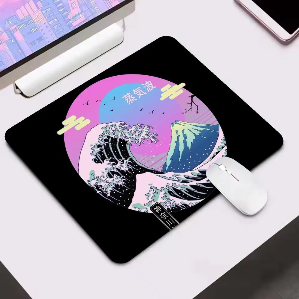 Etro Japanese Style Gaming Mouse Pad Samurai Cat Ramen Wave Pattern Large Desk Mat Non-Slip Computer Mousepad for Gamer Office