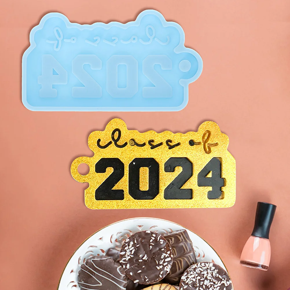 

4pcs Pendant Molds 2024 Graduation Silicone Blue Epoxy Resin Casting Graduation Keychain Mold Jewelry Accessories Parts