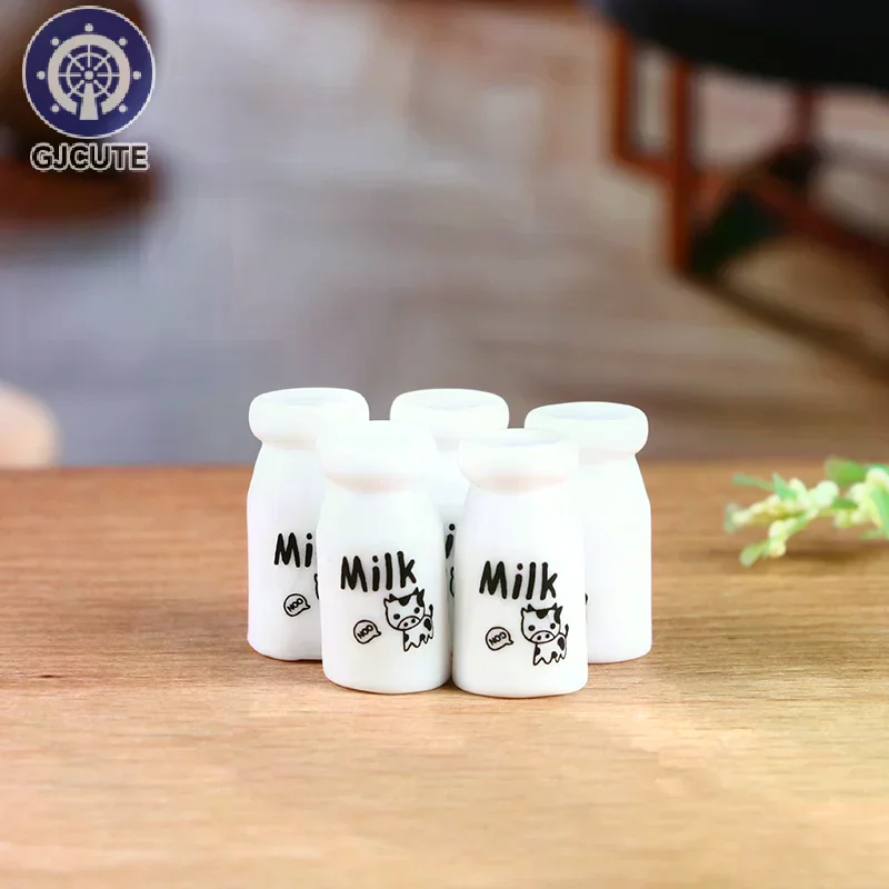 5Pcs 1:12 1:6 Dollhouse Miniature Milk Bottle Model Toys Decoration Accessories Dolls Kitchen Food