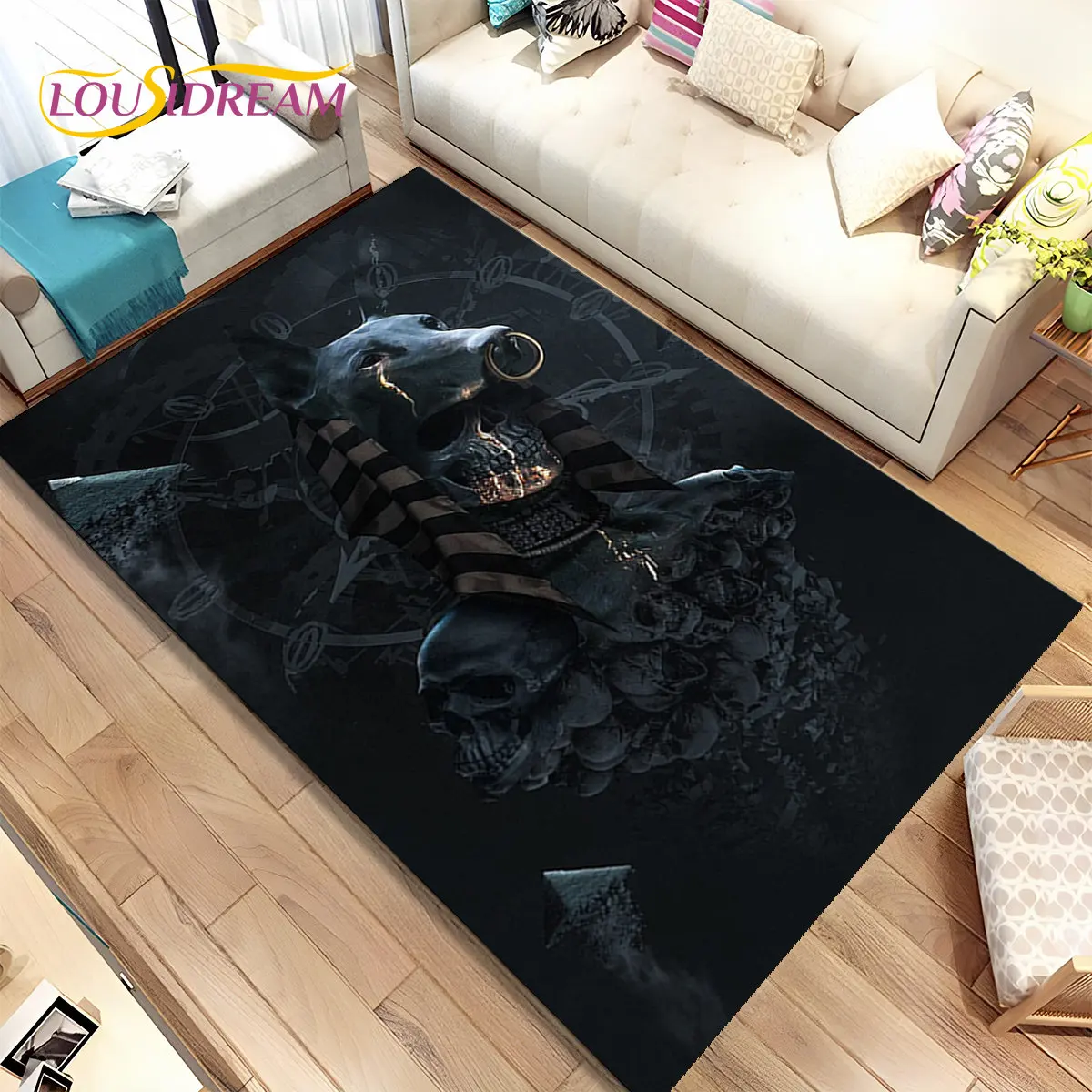 HD Egypt Death Anubis Mythology Horus Area Rug,Carpet for Home Living Room Bedroom Sofa Doormat Kitchen Decor,Non-slip Floor Mat