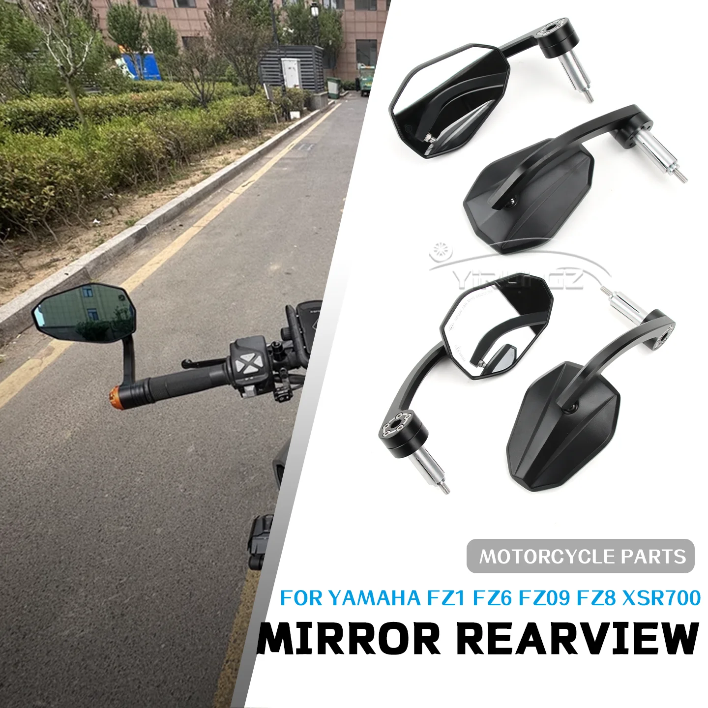 

Зеркало на конце мотоцикла для YAMAHA FZ1 FZ6 FZ09 FZ8 FZ1 FZ 6 FZ0 9 FZ 8 XSR 700, боковое зеркало заднего вида на конце руля, широкое зрение