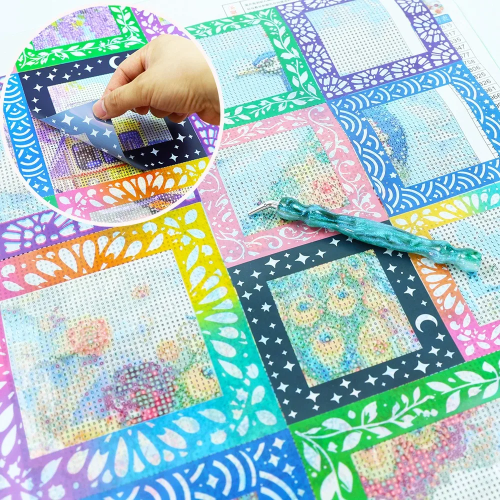 Colorful Reusable Non-Stick Transparent Release Paper, Diamond Art Section Frame Release Film, 5D Diamond Painting Accessories