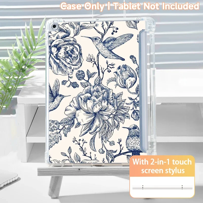 Suitable for iPad single shell with dual-head stylus，with pen slot，iPad11 A16 Pro11/Air13 mini 10.2/10.5/10.9 M3 Protective case