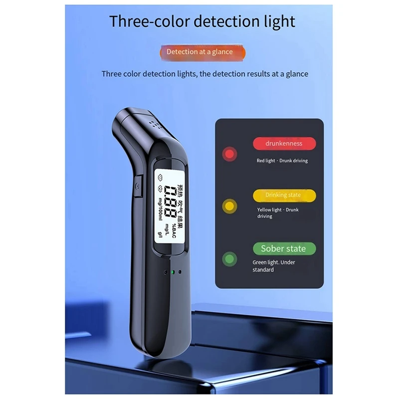 Alcohol Tester Air-Blown Drunk Driving Test Measurement Alcohol Test Instrument Household High-Precision With Voice Easy To Use