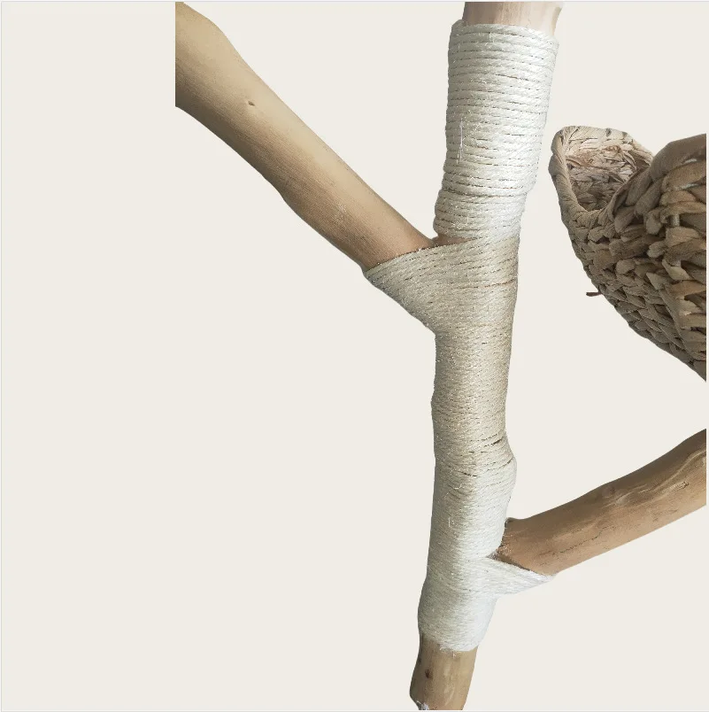 Natural Straw Woven Multifunctional Solid Wood Cat Climbing Frame Sisal Cat Scratching Post For Indoor Cats Pet Furniture