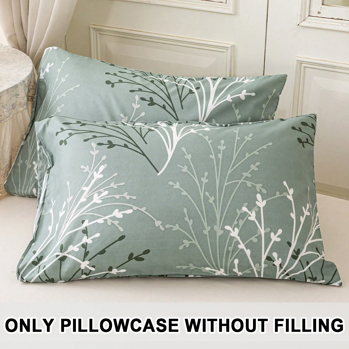 طقم غطاء وسادة بنمط الأزهار مكون من قطعتين/4 قطع (الوسادة الداخلية غير متضمنة)، ناعمة ومريحة، مناسبة لجميع المواسم