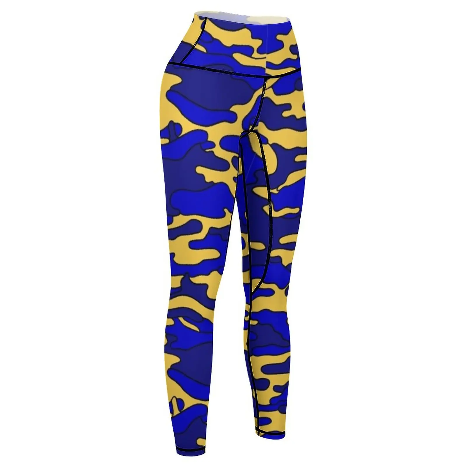 Mallas de camuflaje azul y amarillo para mujer, Leggings push up para fitness, ropa de gimnasio, ropa deportiva