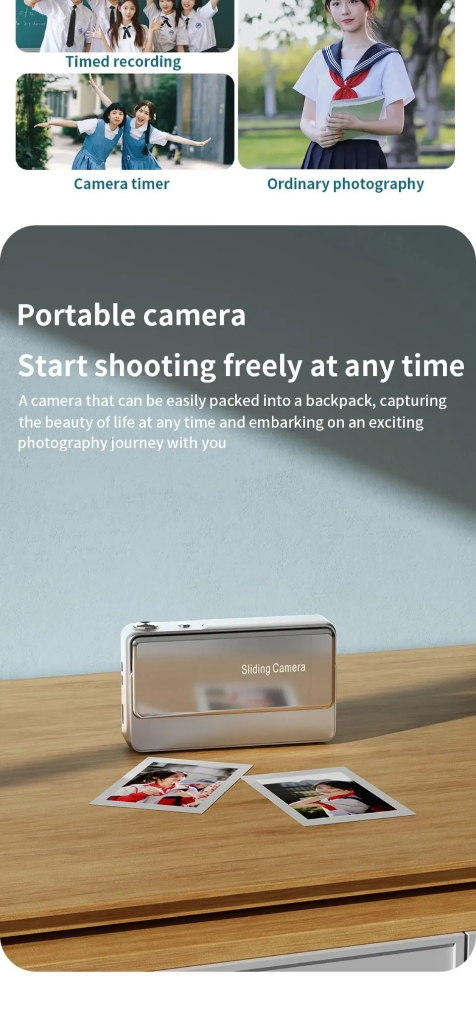 4K HD Sliding Digital Camera 64MP Retro CCD‑Style Mini Camera IPS Screen Multiple Shooting Modes Student Campus Photo Video Cam