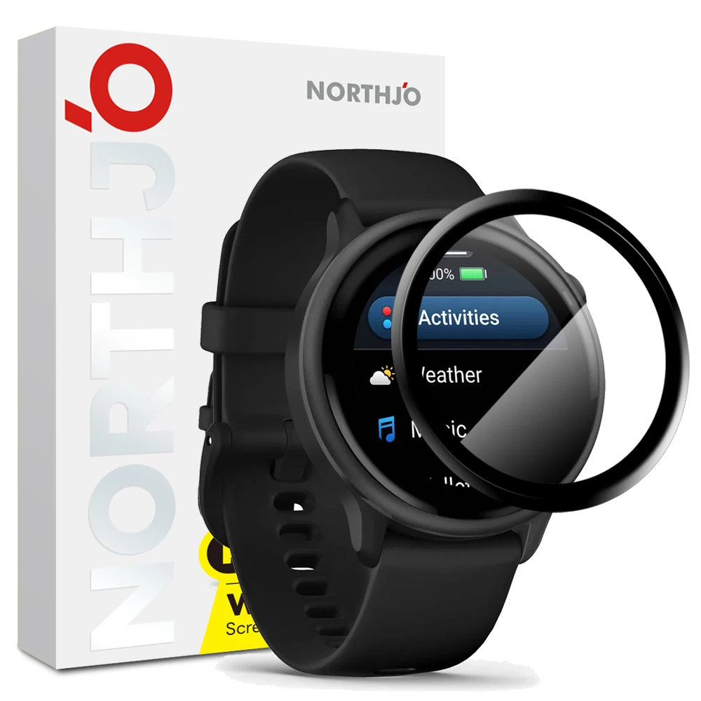

NORTHJO For Garmin Vivoactive 6 Screen Protector PMMA Anti Scratch Black Edge Watch Film HD Clarity Abrasion Resistant