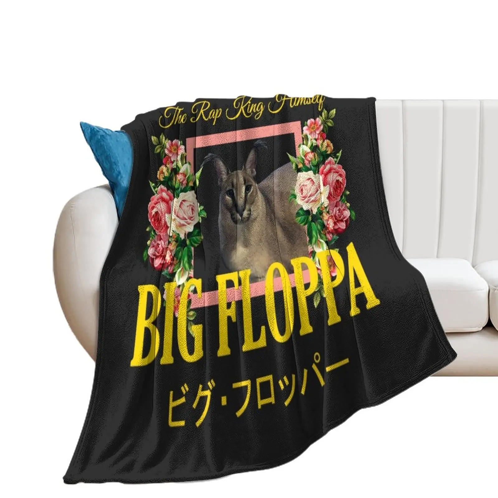 Big Floppa Floral Aesthetic Throw Blanket Polar Softest Kid'S Thins Blankets