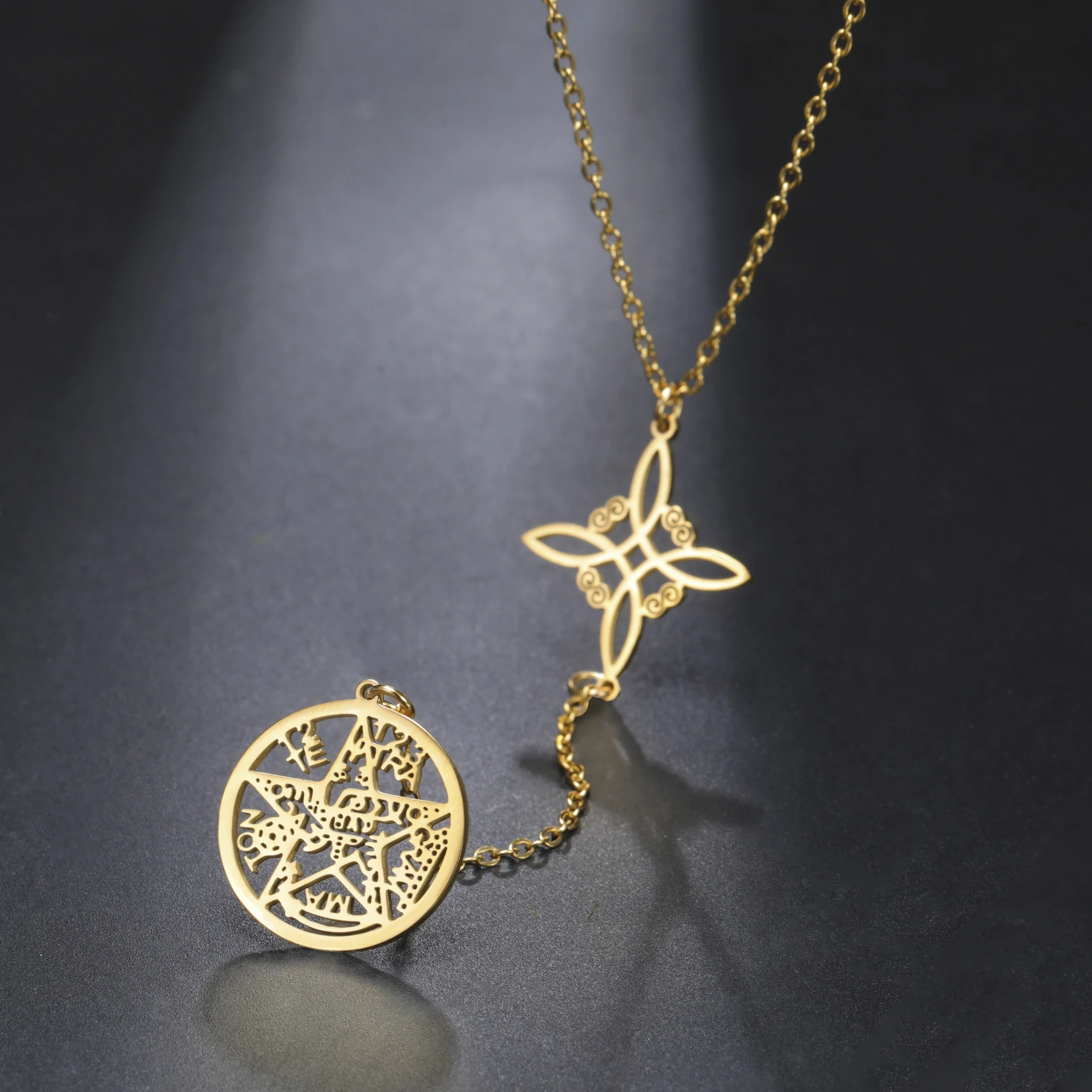 Vassago Original Witches Knot Necklace Tetragrammaton Necklace Pentagram Amulet Energy Pendant Necklace for Women Birthday Gift
