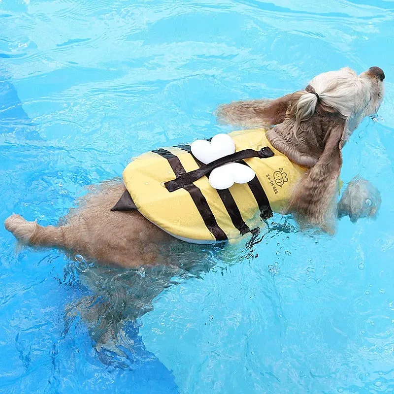 Summer Little Bee Dog Swimsuit Waterproof Puppy Life Jacket Breathable Harness Swimming Safety Pet Supplies view 4