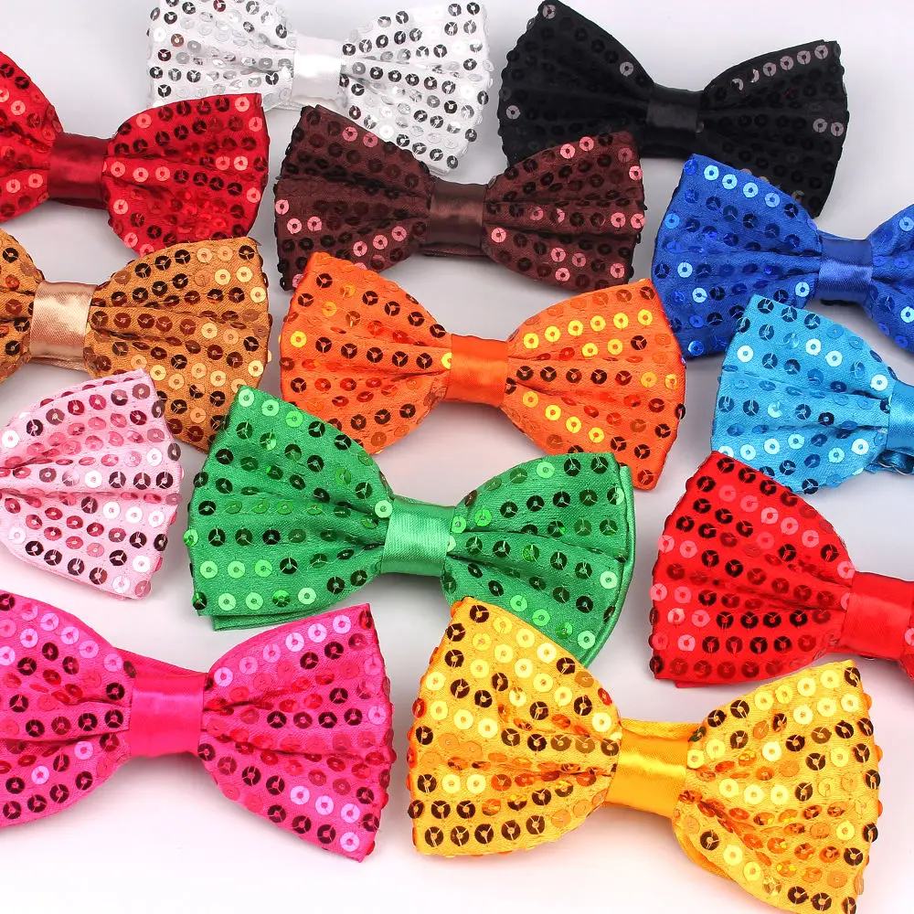 Sequin Bow Tie, Polyester Material, Black, Red, Pink, Multi-Color, Unisex, Shiny, Light Luxury, Wedding Party, Banquet, Stage Performance, Host, Suit Accessories
