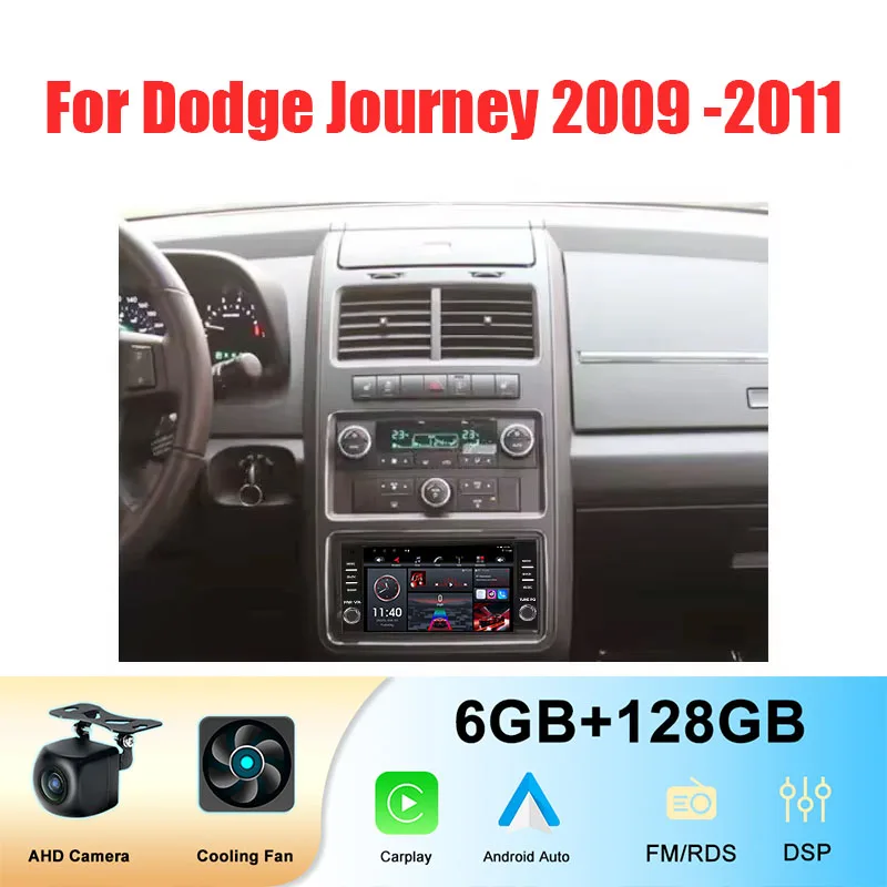 

7‘’ 128GB Car Radio For Dodge Journey 2009 -2011 Multimedia Player Carplay Screen Auto Stereo Autoradio Headunit Navigation BT