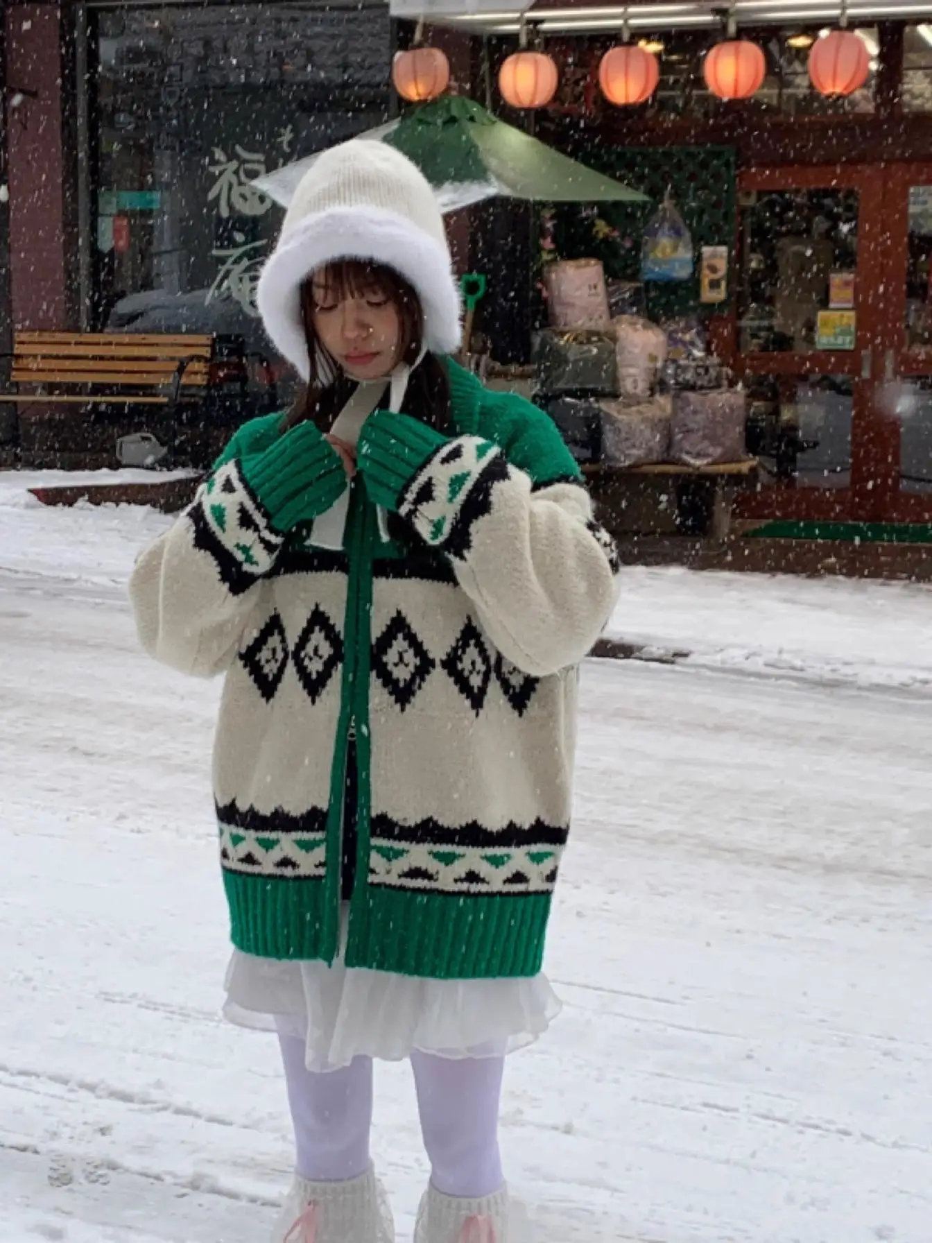 Thiened Nordic Print Open Vest Trui Winter Nieuwe Sle Retro Sle Lange Sve Pendelen Sle Qianling Ontwerp Acryl Jas