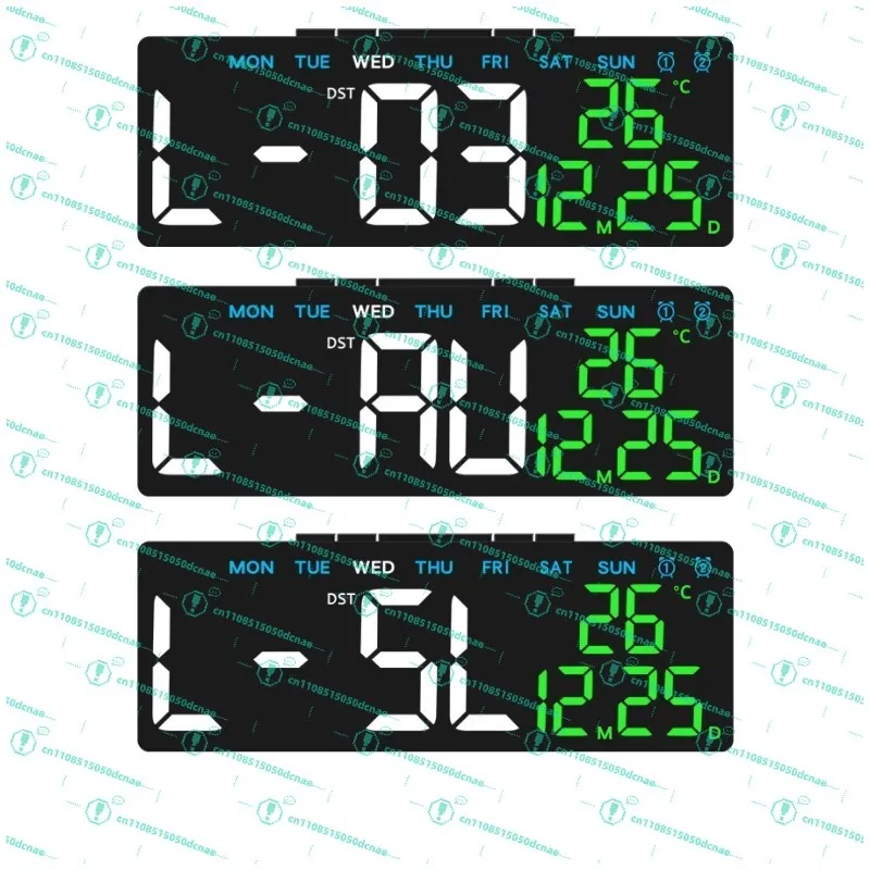 Desk Clock - USB Charging Port, Dual Display in Sleek Black Case - view 3