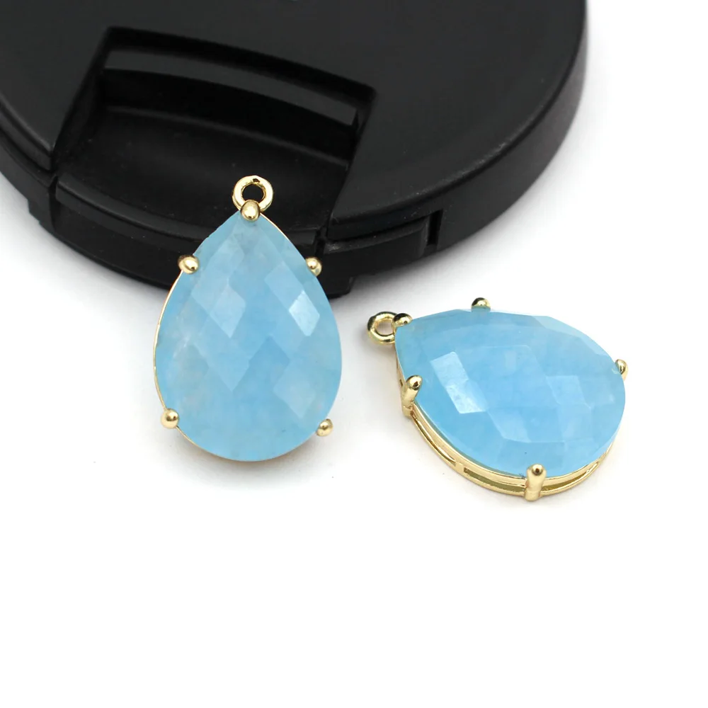 

6 шт. 24 мм DIY ювелирные аксессуары граненая капля натуральный амазонит капли подвески каплевидные подвески