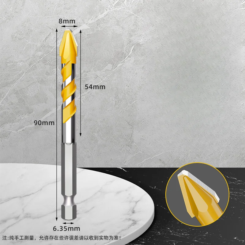 Triangle Eccentric Drill Bit Set Made of Carbide Alloy for Dry Drilling on For Tiles No Water Cooling Needed 9 1 5.2cm
