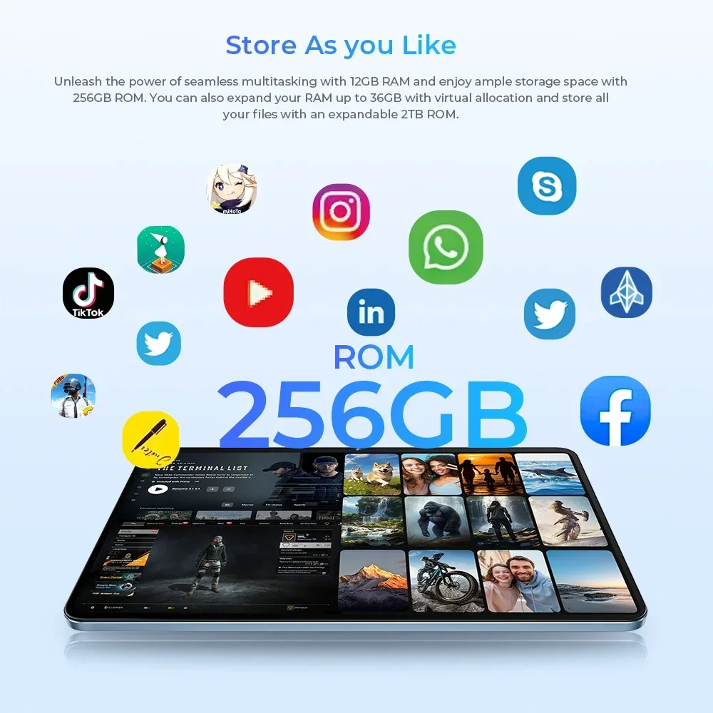 Oukitel OT5 Tablet 11000mAh 12GB+256GB 12" FHD+ Android 13 Tablets 16MP Camera MTK Helio G99 Tablet Pad