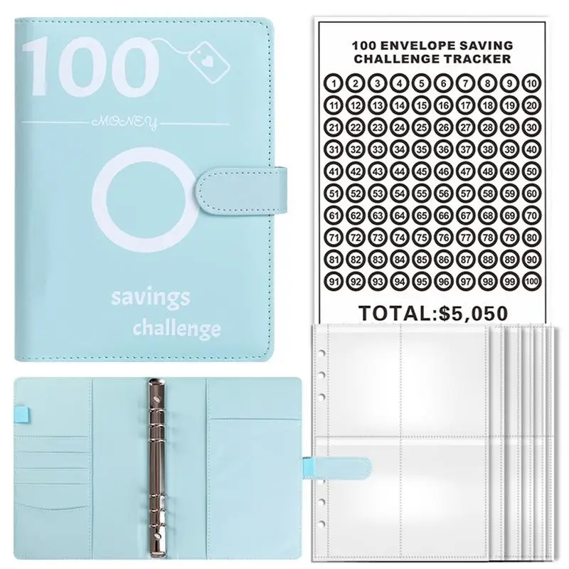 100 Savings Challenge Binder A5 Envelope Savings Challenge Kit Budget Expense Binder Budget Binder Money Organizer For Cash 100