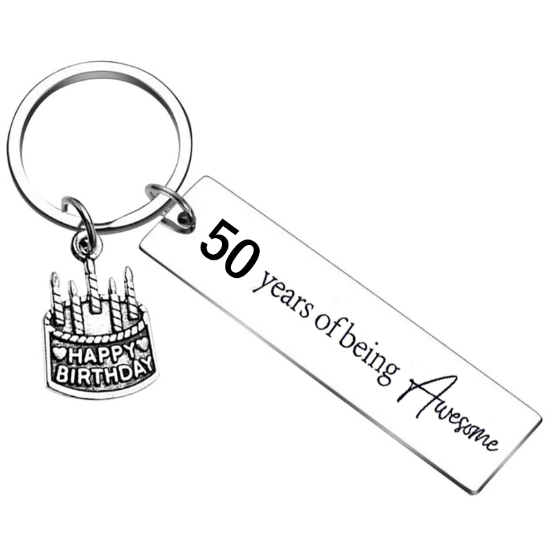 Best Friend 50th Birthday Gifts for Women Her Keychain Sister Daughter Coworkers 50th Wedding Anniversary Keyring