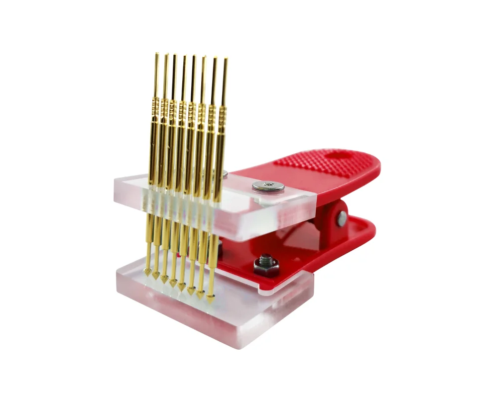 Gold-plated Pogo Pins 3P 4P 5P 6P 7P 8P 9P 10P Probe Clip Tool PCB Program Download Burn 2.54mm Pin Pitch Clamp Fixture